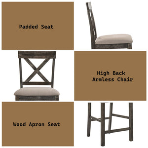 Martha II - Counter Height Chair (Set of 2) - Tan Linen & Weathered Gray