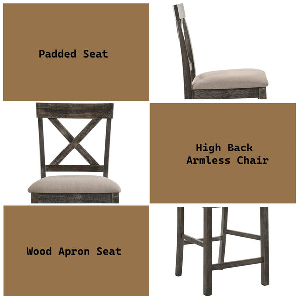 Martha II - Counter Height Chair (Set of 2) - Tan Linen & Weathered Gray