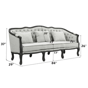 Samael - Sofa - Gray Linen & Dark Brown Finish