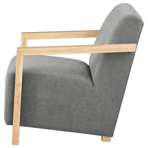 Diego - Upholstered Accent Arm Chair With Wood Arms - Gray