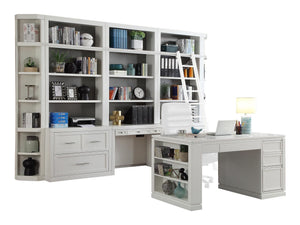 Catalina - 8 Piece Library Wall With Writing Desk - White