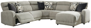Delightfully modern. Exceptionally comfortable. When it comes to modular furniture with easy-elegant appeal, itâ€™s hard to beat this power reclining sectional. Wrapped in a decadently plush stone-tone fabric for neutral versatility, it-'s dressed to impr