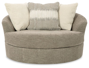  while the swivel feature lets you go with the flow. A collection of coordinating accent pillows adds to the indulgen