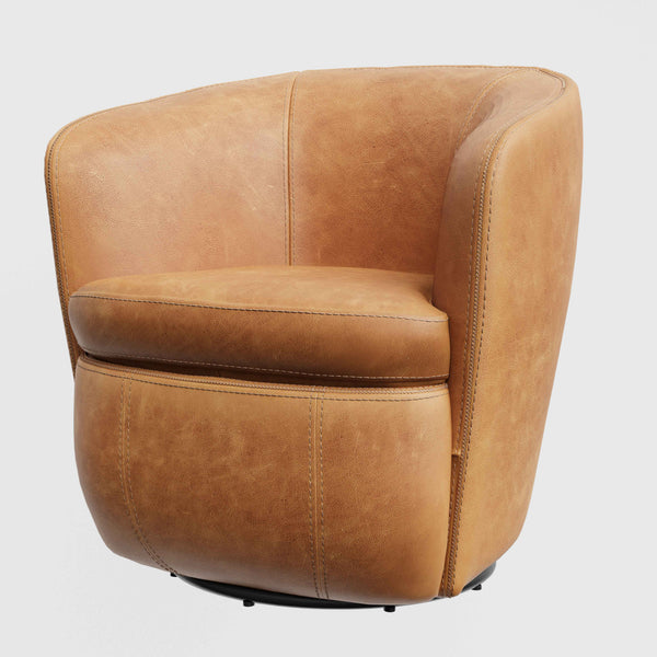 Barolo - Swivel Club Chair - Vintage Caramel