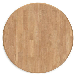 Gesthaven - Natural / Green - Round Dining Room Drop Leaf Table