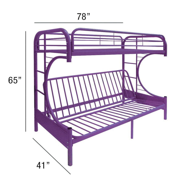 Eclipse - Twin Over Full Over Futon Bunk Bed - Purple