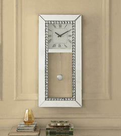 Lotus - Wall Clock - Pearl Silver - 14-"<br/><br/><b>Product Features</b><ul><li>Assembled</li><li>Glam Style</li><li>Pendulum Clock</li><li>Case: 1Pc/1Ctn</li><li>Finish: Mirrored & Faux Crystal Diamonds</li><li>Style: Glam</li><li>Materials: Composite W