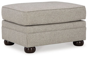 Inspired by the past but rooted firmly in the present, this ottoman complements your transitional seating area. Its versatile upholstery is delightfully detailed for a subtle herringbone effect. Designer touches like bun legs add traditional character. Wi