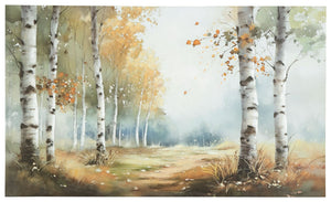 Explore a winding path through the woods with this wall art. A lovely interpretation of natural landscapes, its muted hues evoke the feeling of a peaceful stroll. The picturesque piece is a charming addition to a living room or office.<br/><br/><b>Product