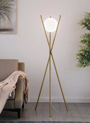  blending gold finished metal with a chic glass shade. A wispy geometric silhouette forms from 
