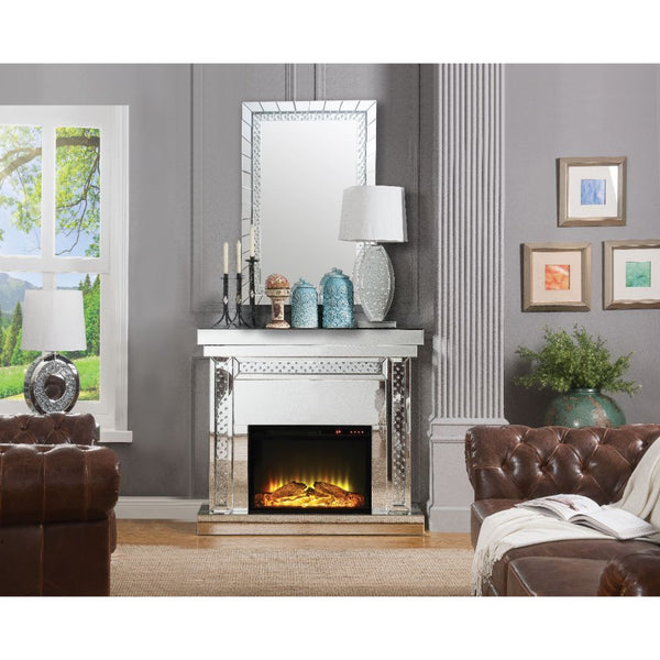  Clear Glass with Faux Crystal Inlay (Back Unfinished) Orientation: Free Standing NO Storage Specifications: Electric Fireplace (LED)