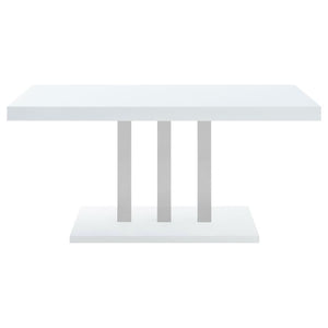  this dining table offers up a chic style to formal entertai