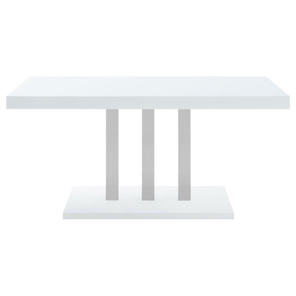  this dining table offers up a chic style to formal entertai