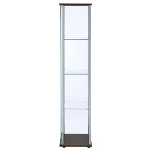Bellatrix - 4-Shelf Clear Glass Curio Cabinet - Cappuccino