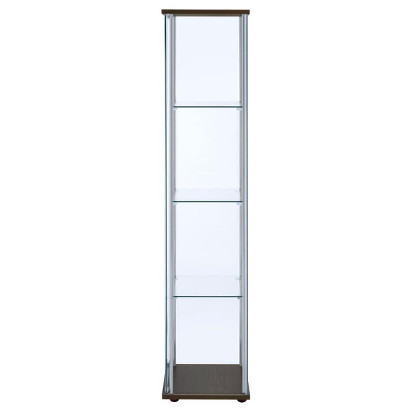 Bellatrix - 4-Shelf Clear Glass Curio Cabinet - Cappuccino