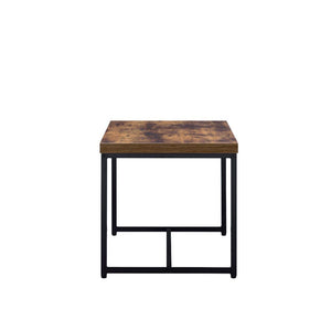  with its industrial looks and the mixing of black metal with weathered oak. The thicker wood top is supported by lighter scaled black metal lags and an stretcher which assures for a s