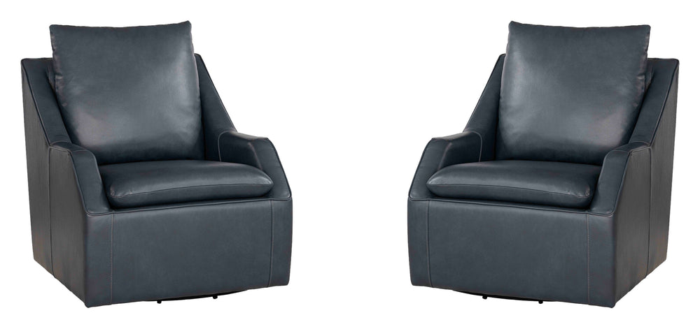 The Asher accent chair features a 360-degree swivel for ease of motion and a modern low-profile design. The comfortable, attached pillowtop seat has subtle welting and stitching, and the back cushion is removable, making cleaning a breeze. The Asher accen
