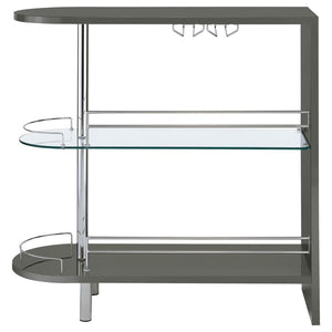 Adolfo - Rectangular 2-Tier Home Bar Table - Gray High Gloss