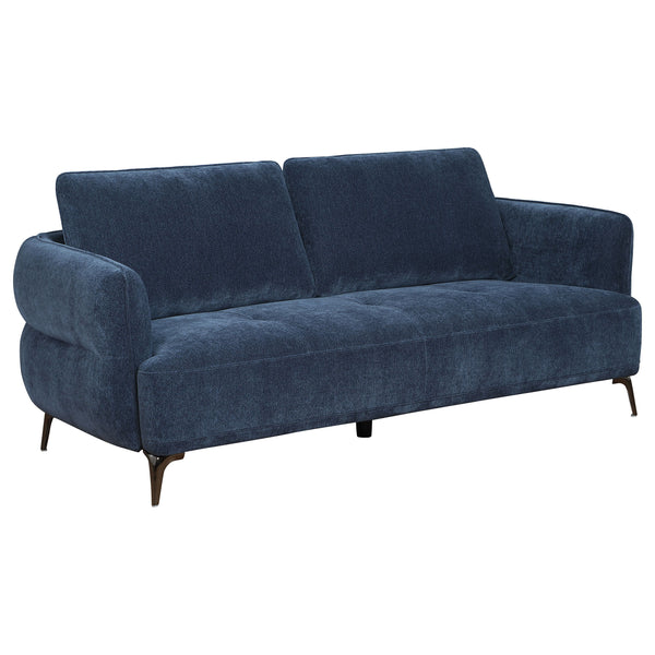 Introduce a modern touch of elegance to your living space with this stunning sofa that captures attention from every angle. Featuring curves in all the right places and an alluring back profile, this sofa is a perfect blend of style and comfort. The deep 