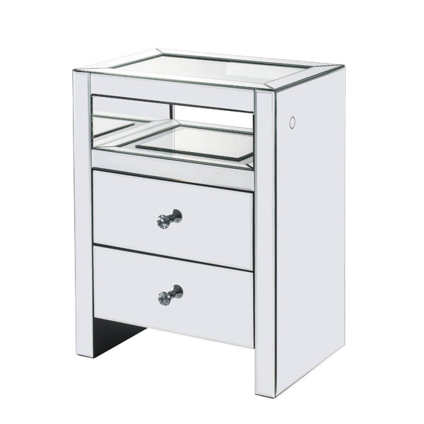 Style and storage abound in the ample and functional design of the Malish occasional table. Two drawers and open compartment offer plentiful enclosed storage for remotes, magazines, or any other items you prefer to keep close at hand. At night, you can tu