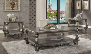 KD, Rectangular Coffee Table â€¢ Open Compartment: Bottom Shelf â€¢ Wooden Top â€¢ Oversized Scrolled Legs & Shelf Apron: Poly Resin with Antique Contrast Finish<br/><br/><b>Product Features</b><ul><li>Exclusive Design</li><li>Occasional Table</li><li>Ope