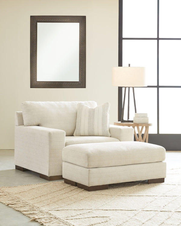 For a fresh spot in your space, turn to this designer chair and ottoman. Wind down at the end of a long day when you sink into this canyon of comfort. <h4><b>Maggie - Birch - Chair and a Half</b></h4> <table width=-"100%-"><colgroup><col style=-"width: 30