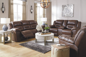 For those that love the cool look of leather but long for the warm feel of fabric, this reclining set delivers both with ease. Its high-performance padded faux leather is remarkably durable and easy to clean, just the thing for family spaces. Channel-stit
