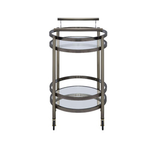  featuring a metal frame finished in brushed bronze and top tray of glass and lower mirrored shelf for that glam appeal. The clear tempered glass top and mirror bottom are the ideal place for placing
