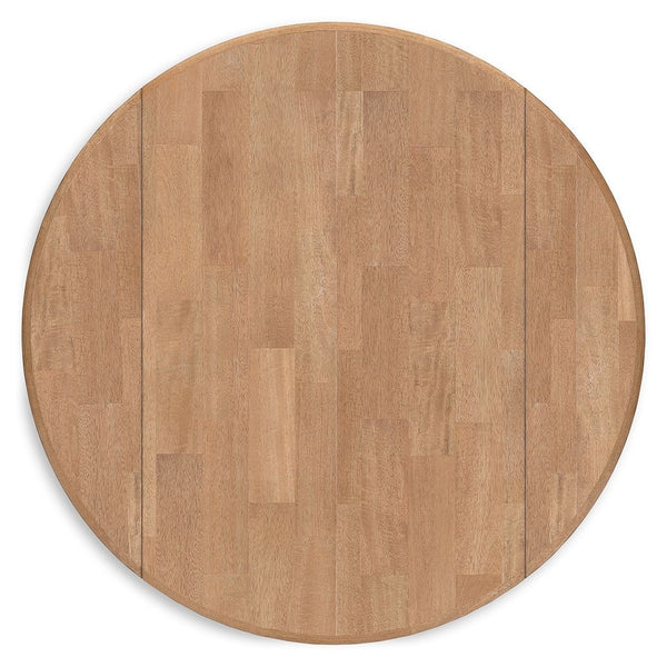 Gesthaven - Natural / White - Round Dining Room Drop Leaf Table