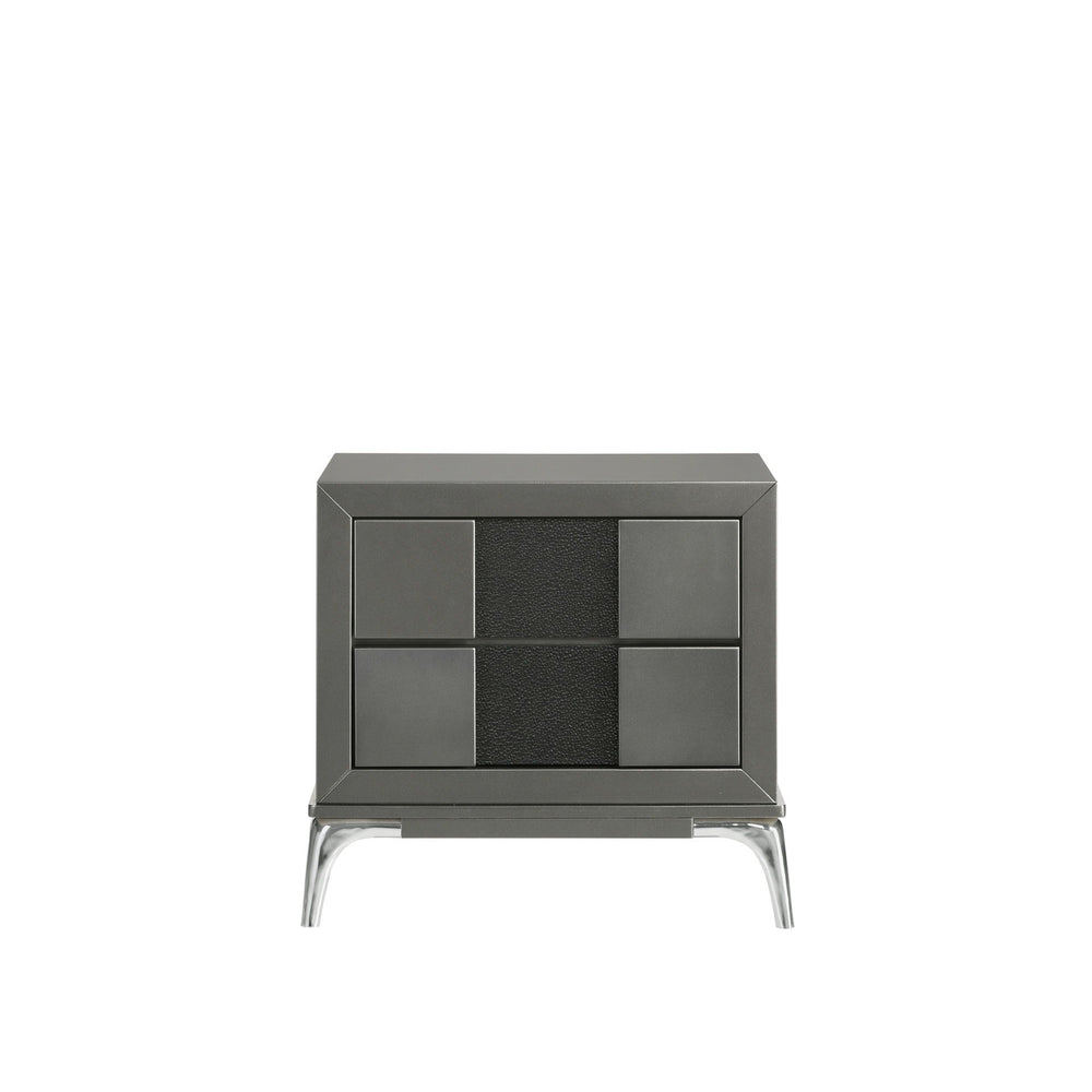 Discover the Nocturne 2 Drawer Nightstand, a testament to modern design and functionality. Constructed with the robustness of Rubberwood solid wood and the finesse of Okoume veneers, this nightstand promises durability and a touch of elegance. The slate g