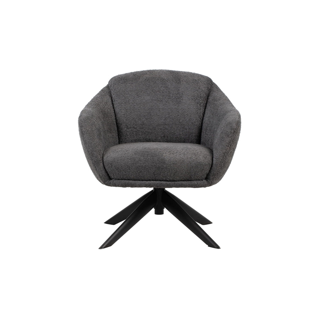 The Fleming Gray Boucle Swivel Lounge Chair offers the perfect blend of comfort and functionality, making it an ideal choice for relaxed gatherings. With its gently curved silhouette and generous padding, this chair provides plush seating in an inviting d