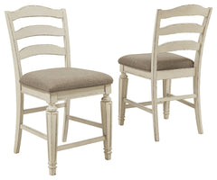 Bon appÃ©tit. With its rounded ladderback styling, chipped white finish and plushly cushioned seat, this counter-height bar stool has all the right ingredients for a French country-inspired feast for the eyes.<br><br><b>Additional Dimensions</b><br><ul><l