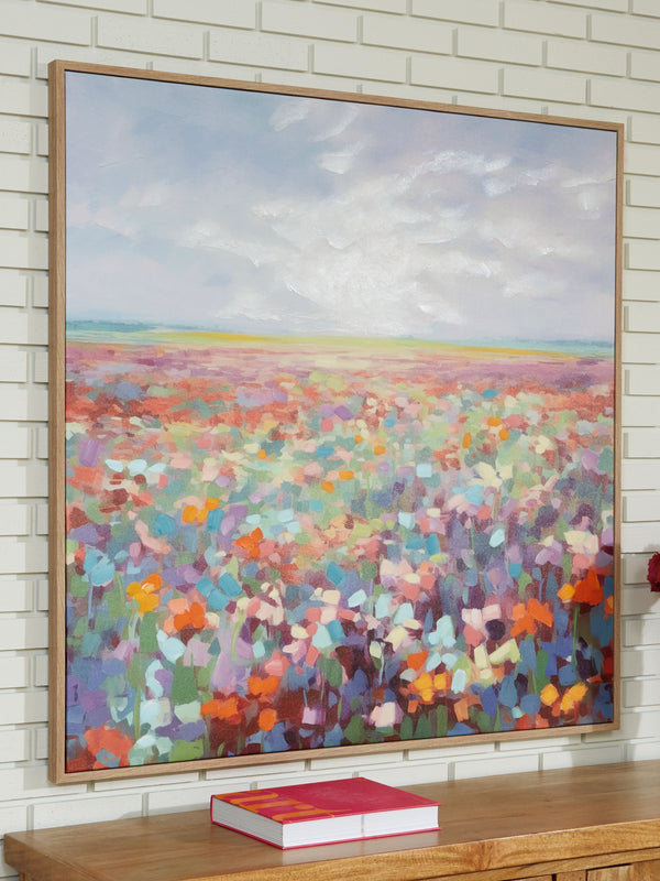  beautiful hues of this wall art inspire joy as they immerse you in this landscape design. What a breathtaking way to transform your wall decor from black and white to technicolor.<br/><br/><b>Product Features</b