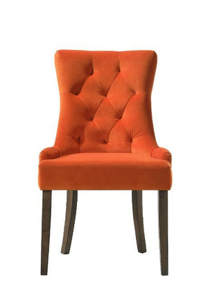 Farren - Side Chair (Set of 2) - Orange Velvet & Espresso Finish