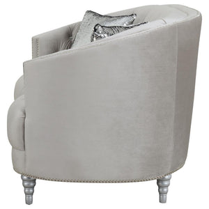 Avonlea - Upholstered Sloped Arm Loveseat Velvet - Pearl Silver