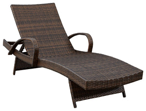 This chaise lounge set is proof positive that outdoor furniture can be every bit as beautiful as it is durable. Dressed to impress with its sleek lines and flowing curves, this sturdy outdoor chaise lounge is quality crafted of resin wicker over heavy-dut