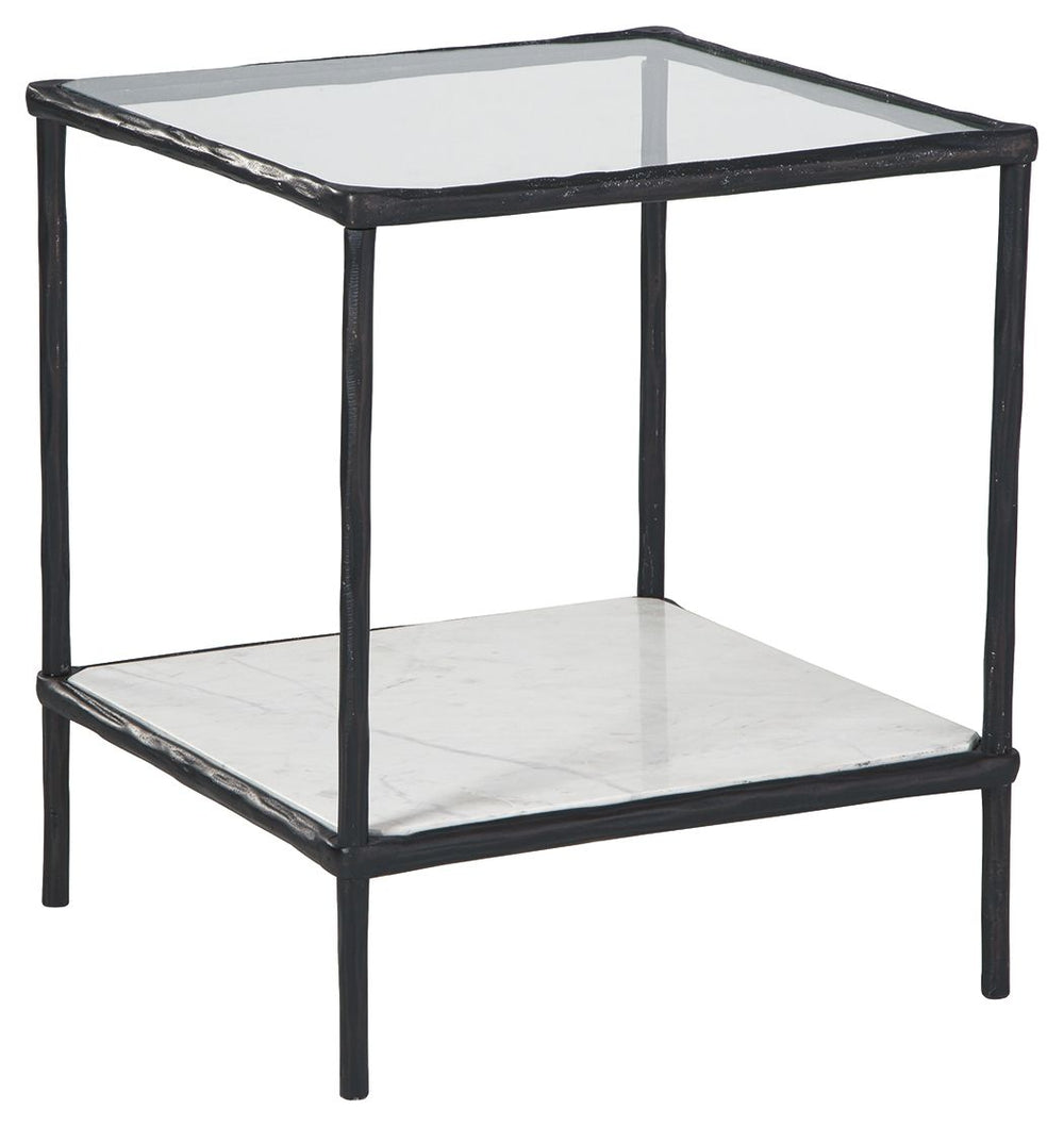 Classic in design with a dash of textural appeal, this accent table provides both flair and function. The glass tabletop offers the perfect perch for a lamp, while the white marble lower shelf is ideal for resting trendy coffee table books and other decor