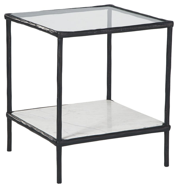Classic in design with a dash of textural appeal, this accent table provides both flair and function. The glass tabletop offers the perfect perch for a lamp, while the white marble lower shelf is ideal for resting trendy coffee table books and other decor