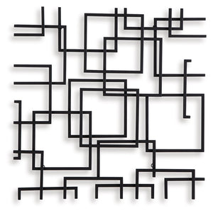 Intriguing with an intricate metal design, this wall sculpture is sure to add an artistic note to your modern interior. Its abstract style incorporates squares overlapping with fragmented lines in a black finish, for a look thatâ€™s simply amazing. A hidd