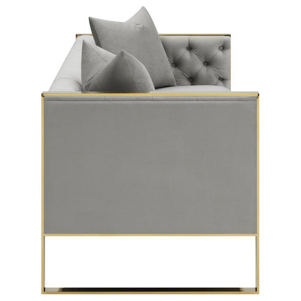 Eastbrook - 2 Piece Velvet Upholstered Tufted Sofa Set - Gray