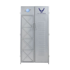 KD, Rectangular Wardrobe (Back Panel with Gray Finish) â€¢ Storage: 2 Metal Doors â€¢ RF Door: 2 Compartments, Bottom with Hanging Rod (1 Removable Shelf) â€¢ LF Door: 5 Compartments (4 Removable Shelves) â€¢â€¢â€¢ Metal Construction: Silver Finish Metal 