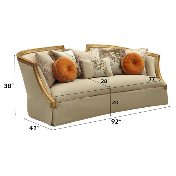 Daesha - Sofa - Tan Flannel & Antique Gold