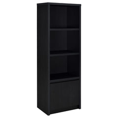 This contemporary media tower combines functionality and modern design in a sleek black finish. Built from durable engineered wood with a scratch-resistant laminate veneer, it features three open shelves for organizing media devices, books, or decor. A bo