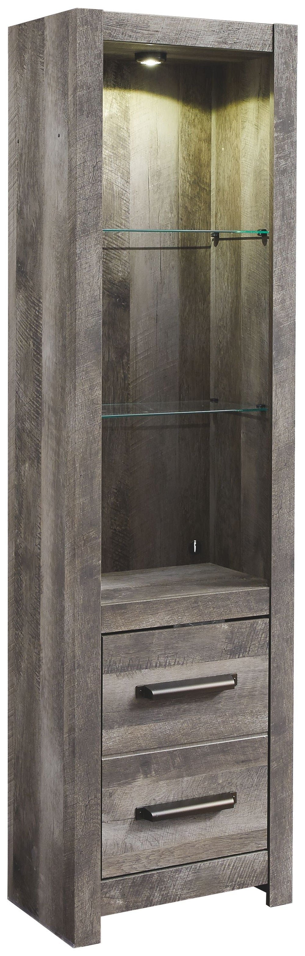 This pier is made with engineered wood (MDF/particleboard/plywood) and decorative laminate. Pairs with other items in the series to make an entertainment center.<br><br><b>Additional Dimensions</b><br><ul><li>Assembled entertainment center: 0-"</li><li>Me