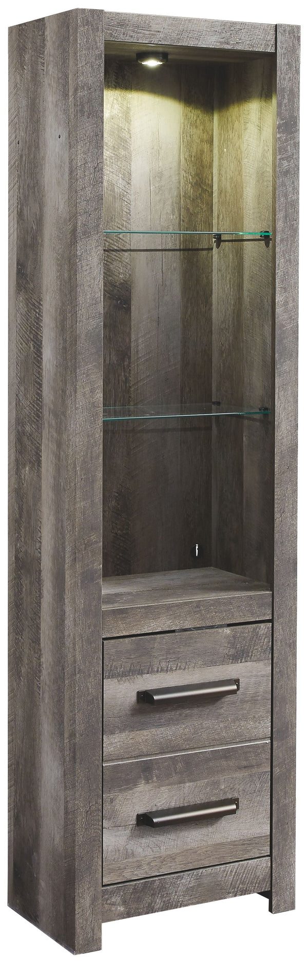 This pier is made with engineered wood (MDF/particleboard/plywood) and decorative laminate. Pairs with other items in the series to make an entertainment center.<br><br><b>Additional Dimensions</b><br><ul><li>Assembled entertainment center: 0-"</li><li>Me