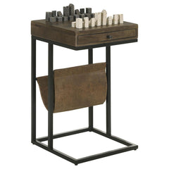An iconic game with legendary roots folds into the design of this accent table, a perfect choice for adding function as well as entertainment to your living room or game room. Chess is the name of the game as this wood, iron, and leatherette table serves 