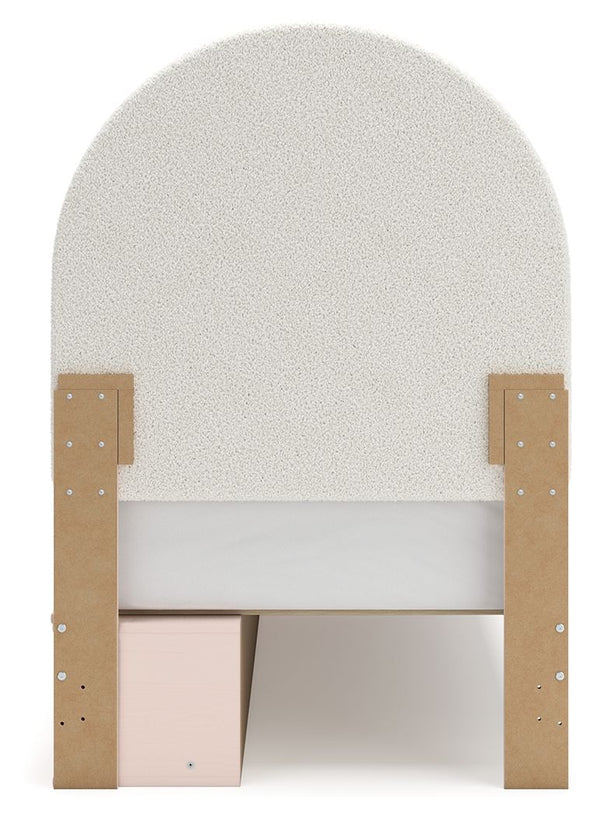 Wistenpine - Blush - Twin Upholstered Panel Bed With Side Storage