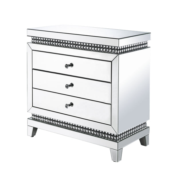 Add some Hollywood glamour to highlight your collection. The Lotus Console Table is accented by mirrored surfaces, adding depth and shine to room areas. Faux crystals inlay makes it stand out in a luxe-glam style. It offers three felt-lined drawers with s