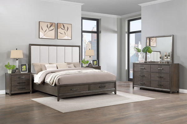 The Landon 5-Piece Wood Platform Bedroom Set combines durability, style, and functionality, making it an excellent choice for any modern bedroom. This set is crafted from solid Pine, high-quality engineered woods, and genuine Mindi wood veneers, ensuring 
