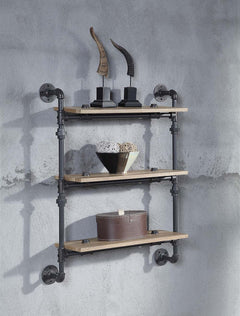 Add a touch of farmhouse industrial with the Brantley pipe wall shelf. Ideal for any room in the home. Great for exhibiting wall decor and as a stylish storage display. Providing spacious storage and decor to keep your home or office clean while adding an